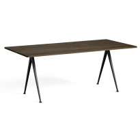 TABLE PYRAMID 02, 190 x 85 cm, Black base, Smoked oiled de HAY