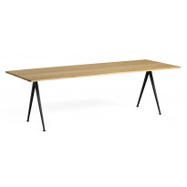 TABLE PYRAMID 02, 250 x 85 cm, Black base, Clear lacquered de HAY