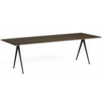 TABLE PYRAMID 02, 250 x 85 cm, Black base, Smoked oiled de HAY
