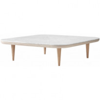 Table basse FLY SC11 de &Tradition, Piétement chêne blanchi et plateau marbre Bianco Carrara