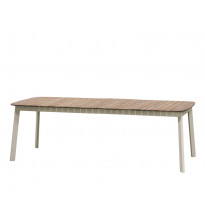 TABLE EXTENSIBLE SHINE, Plateau Teck / Piétement Blanc mat de EMU