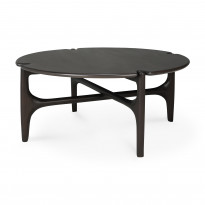 Table basse PI ronde - acajou vernis - brun foncé - Ethnicraft, 80x80x35 cm