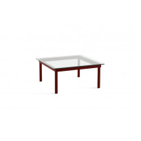 Table basse KOFI de Hay, Verre transparent, 80 x 80 cm, Chêne teinté rouge