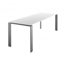 Table FOUR de Kartell, 223 x 79, Piètement acier coloris aluminium, Plateau blanc