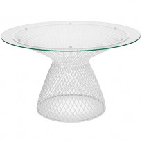 TABLE RONDE HEAVEN, 120 cm, Blanc mat / Verre transparent de EMU