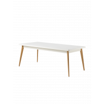 Table 55 pieds chêne de Tolix, 200 x 95, Blanc pur