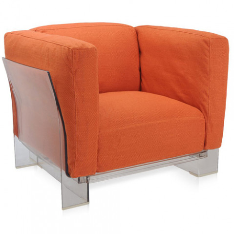 fauteuil pop duo kartell transparent orange