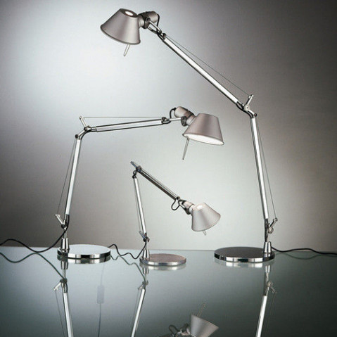 lampe poser tolomeo micro led artemide aluminium