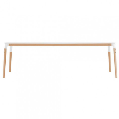 Steelwood Table Rectangulaire Design Magis Hetre et Blanc